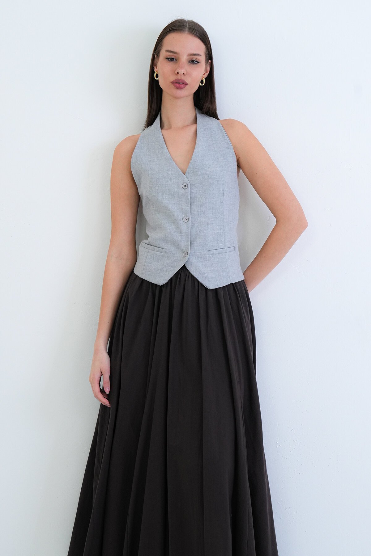 Düğme Kapamalı Klasik Yelek