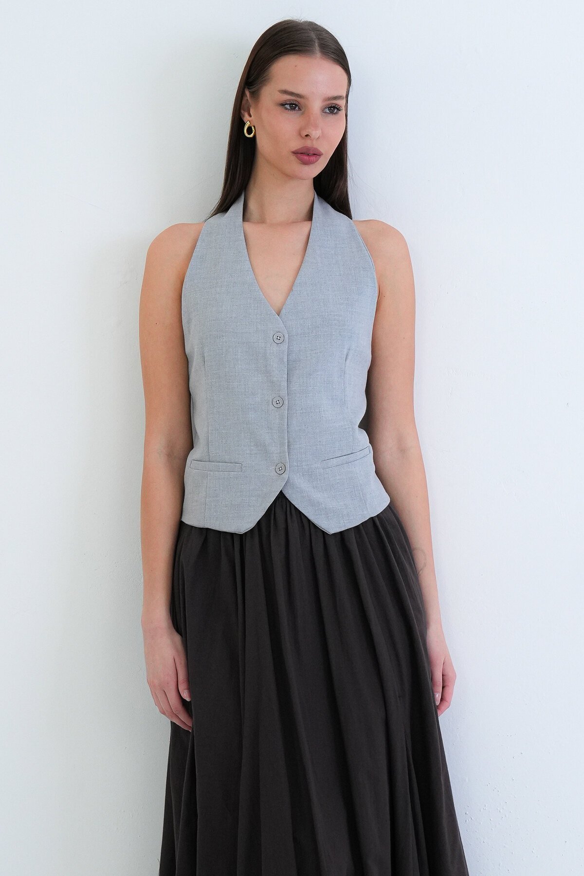 Düğme Kapamalı Klasik Yelek