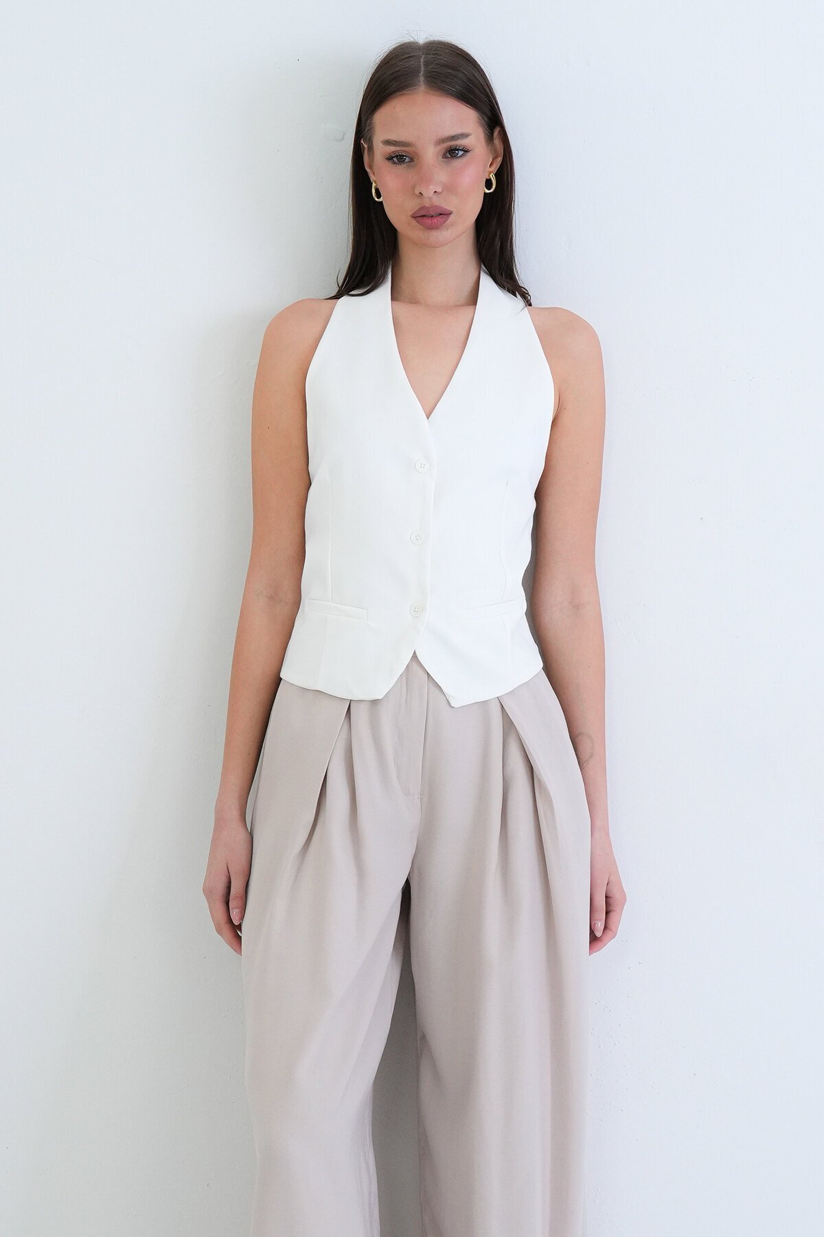 Düğme Kapamalı Klasik Yelek