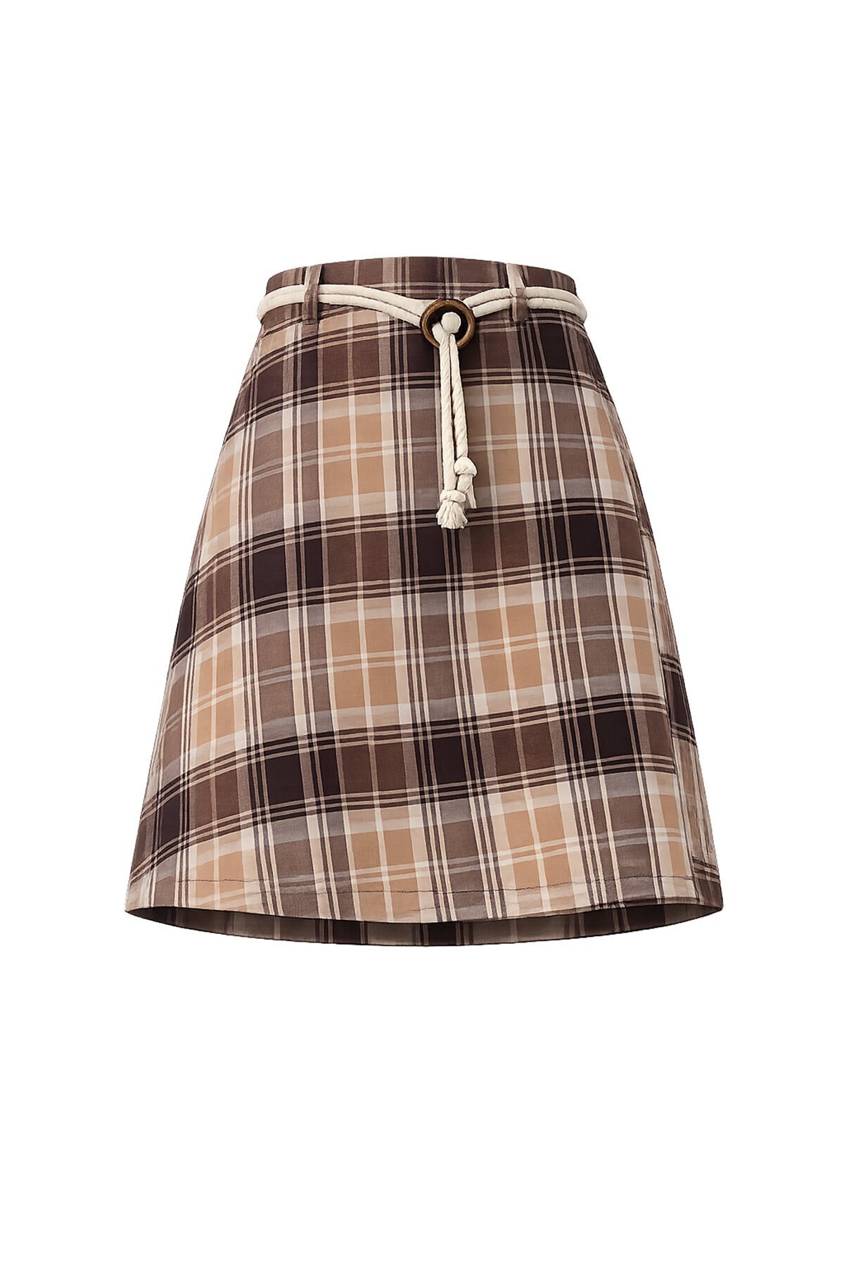 Ekoseli Bağlamalı Mini Etek