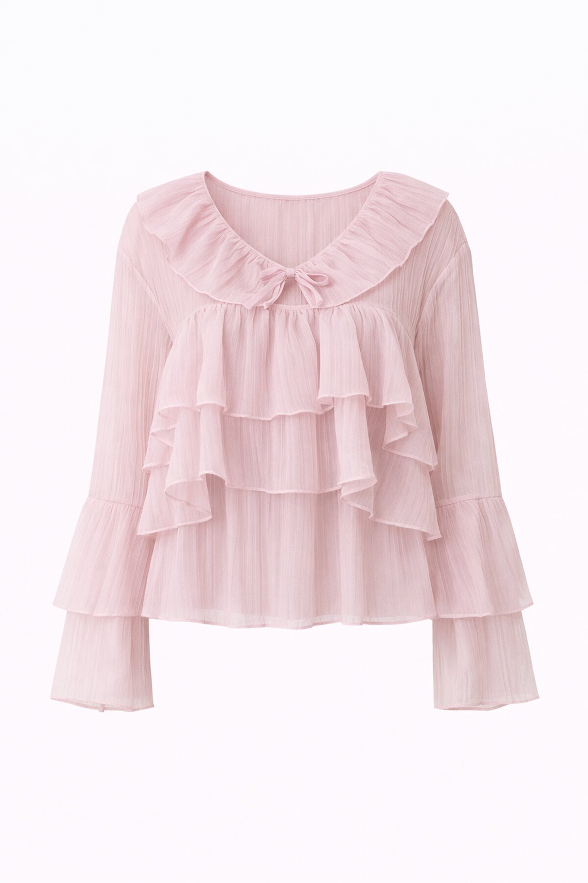 Fırfırlı Volan Kol Şifon Bluz