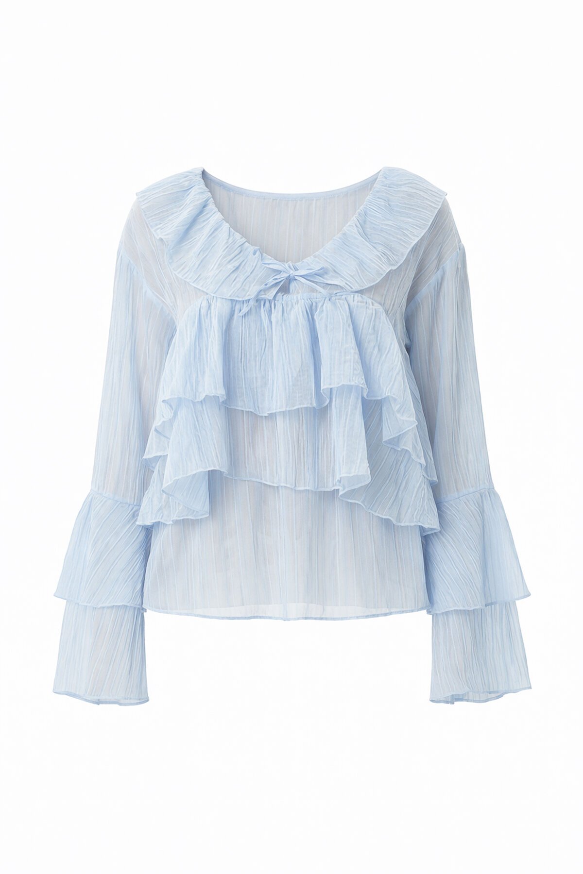 Fırfırlı Volan Kol Şifon Bluz