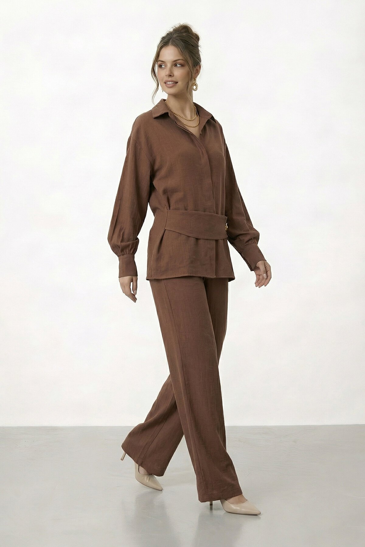 Gizli Patlı Kemerli Gömlek Ve Pantolon Takım