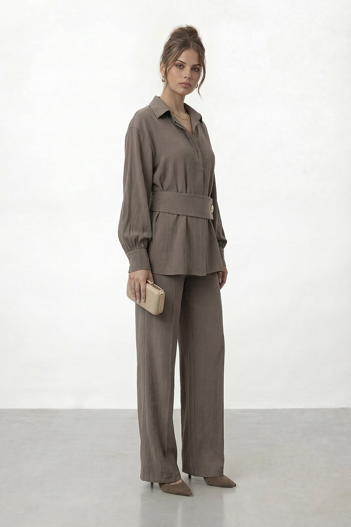 Gizli Patlı Kemerli Gömlek Ve Pantolon Takım