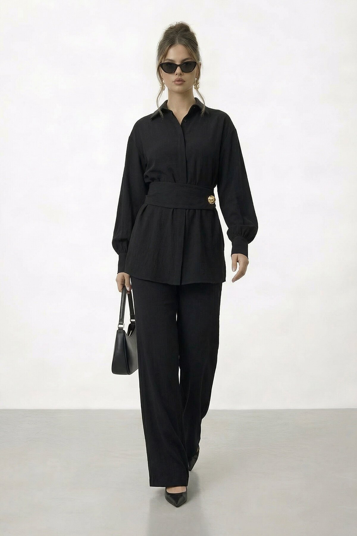 Gizli Patlı Kemerli Gömlek Ve Pantolon Takım