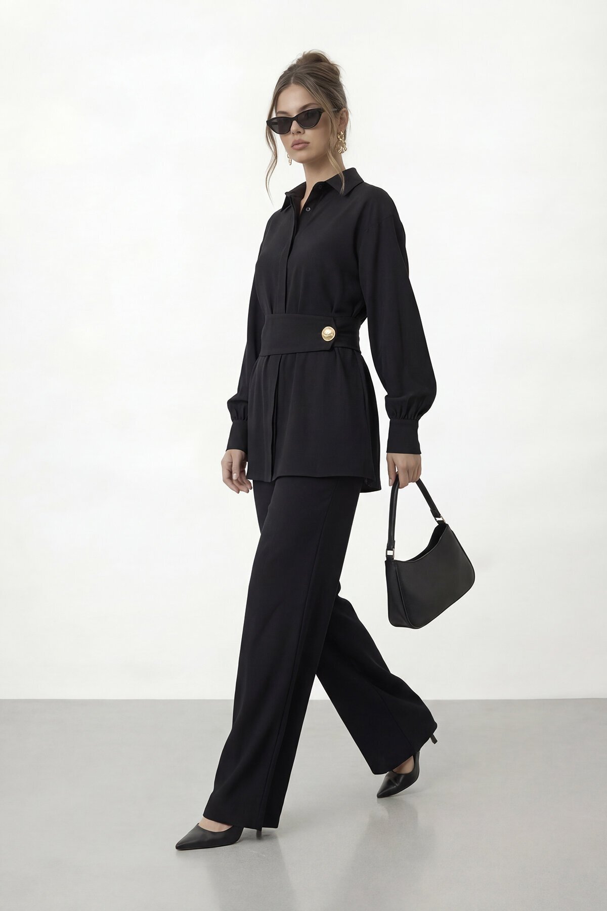 Gizli Patlı Kemerli Gömlek Ve Pantolon Takım