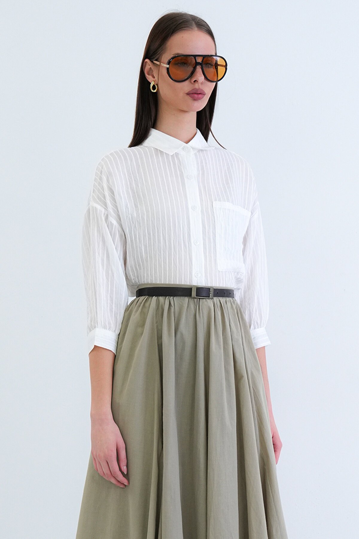 Hakim Yaka Transparan Gömlek