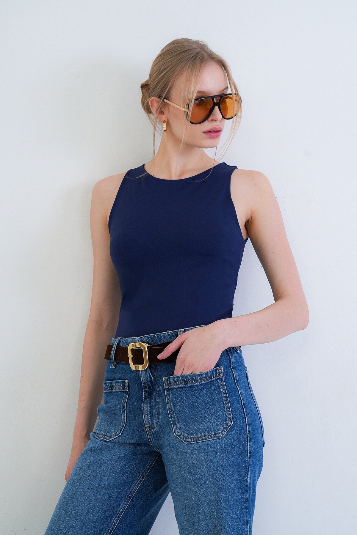 İnce Askılı Sandy Kumaş Bluz