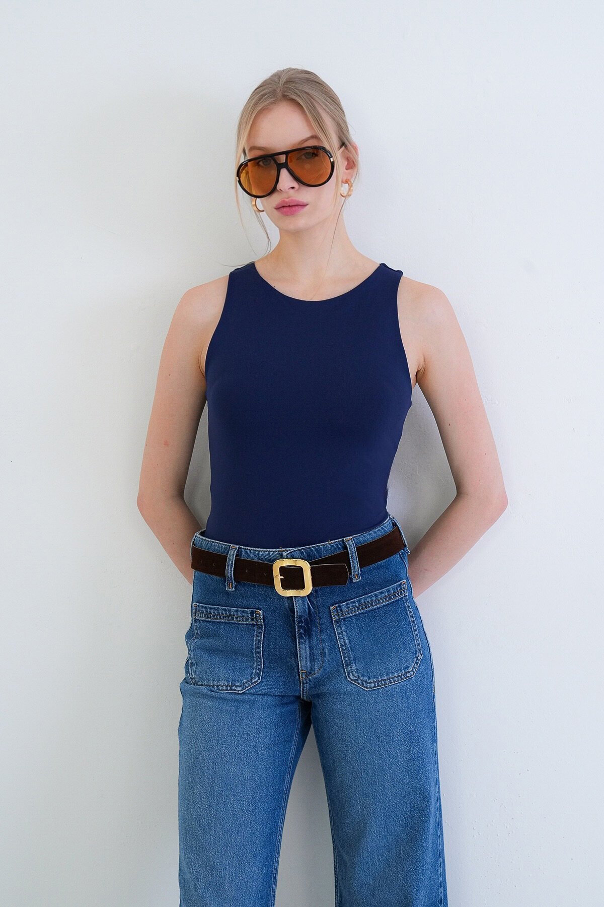 İnce Askılı Sandy Kumaş Bluz