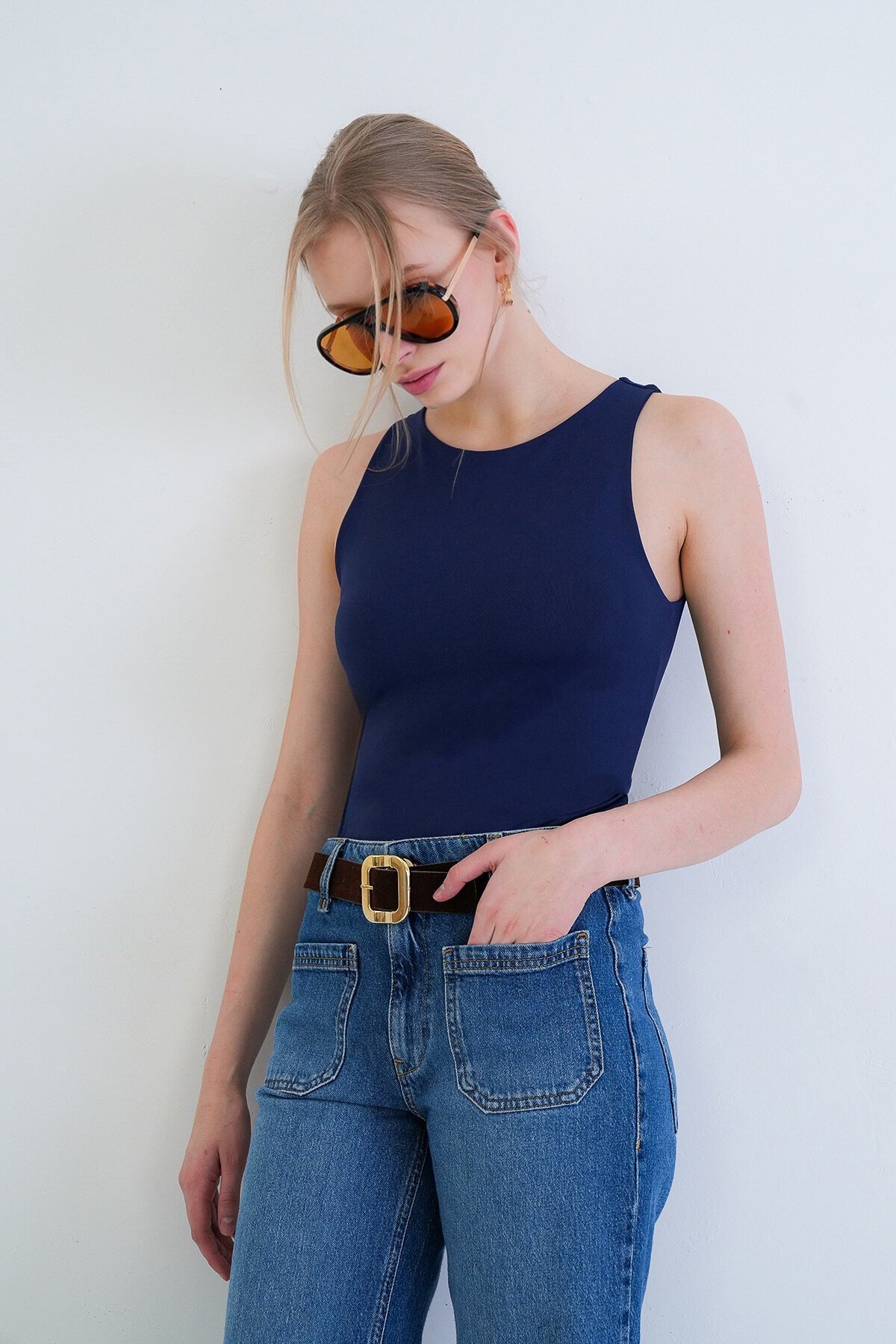 İnce Askılı Sandy Kumaş Bluz