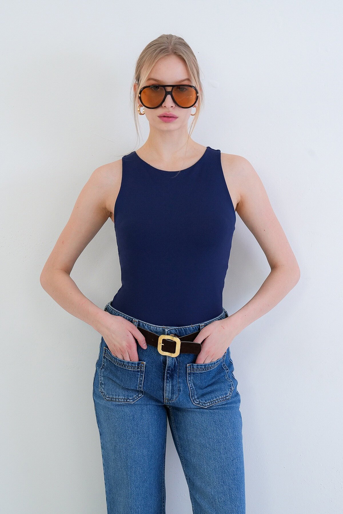 İnce Askılı Sandy Kumaş Bluz