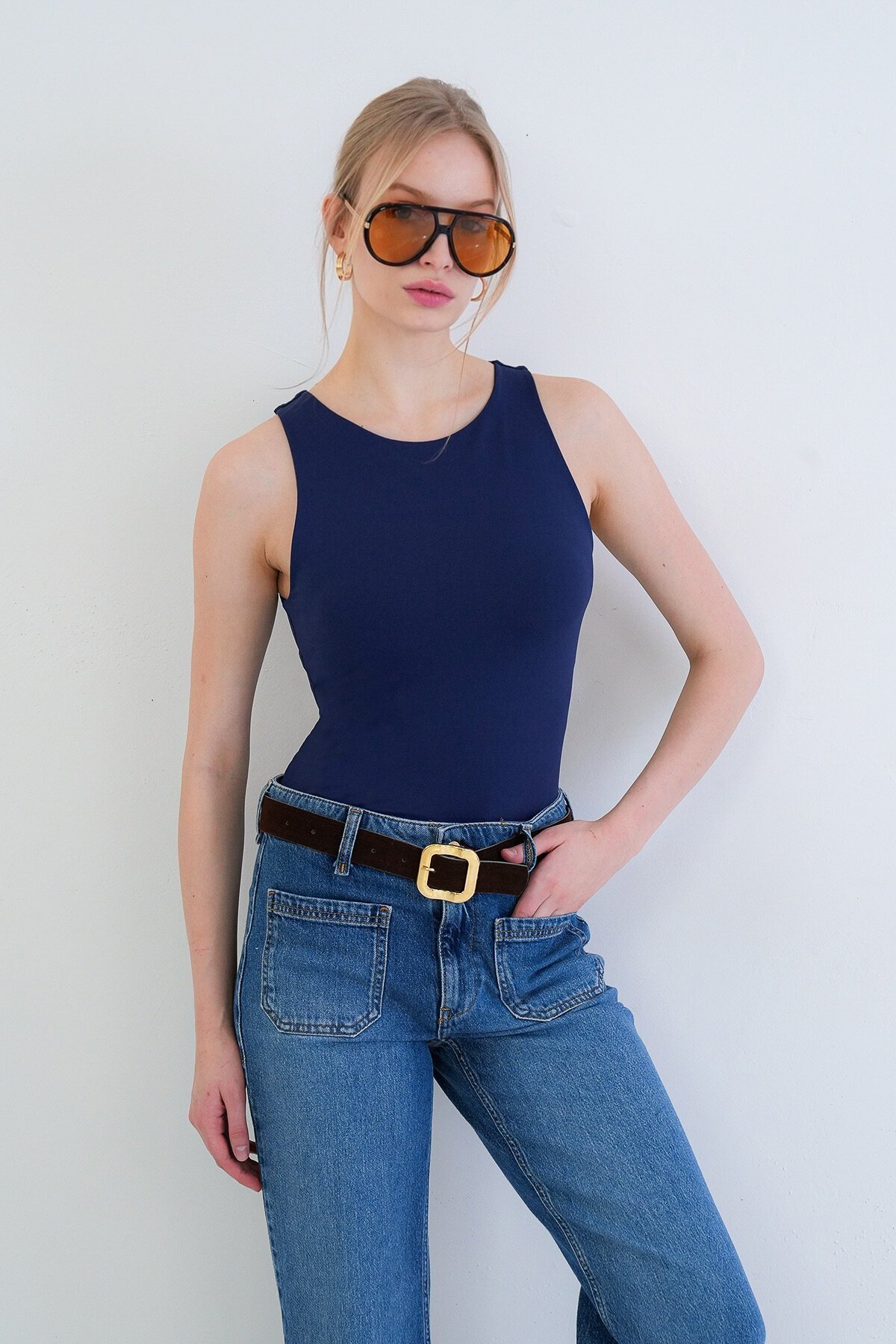 İnce Askılı Sandy Kumaş Bluz