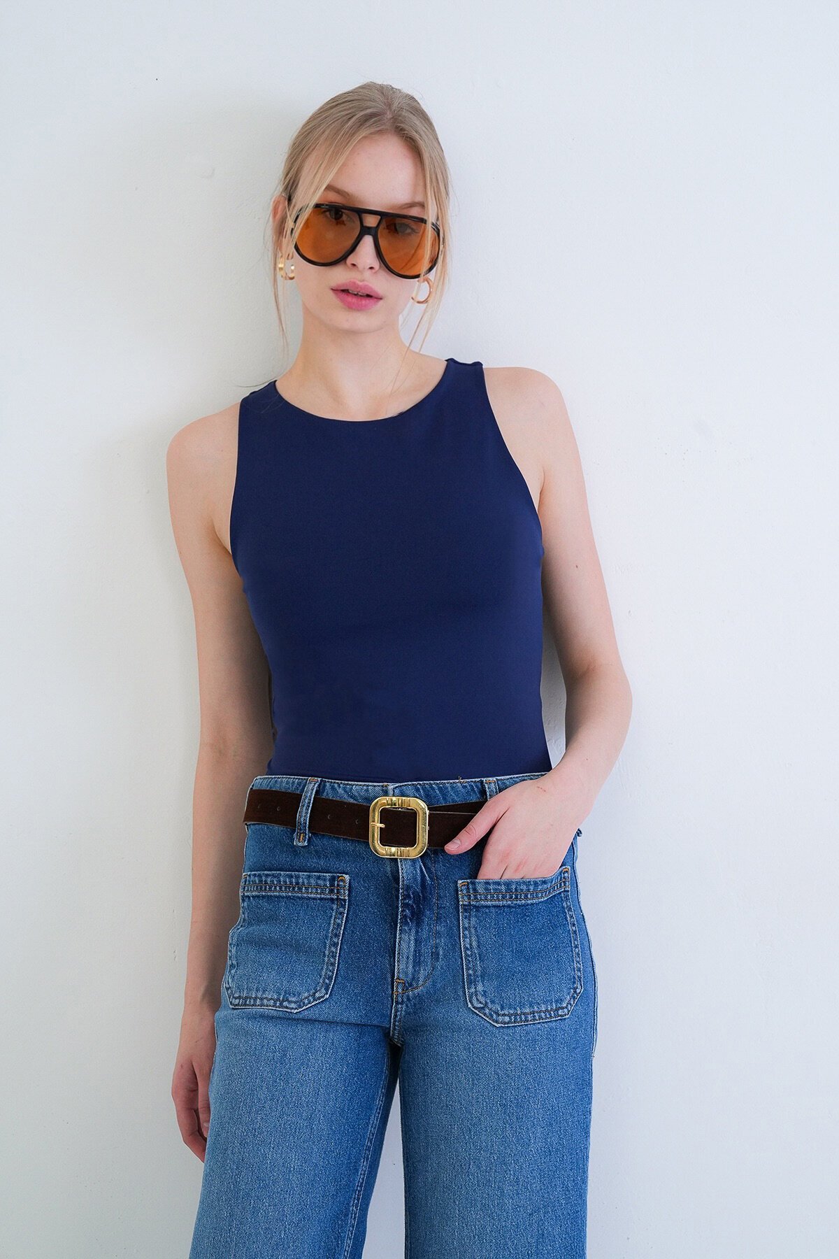 İnce Askılı Sandy Kumaş Bluz