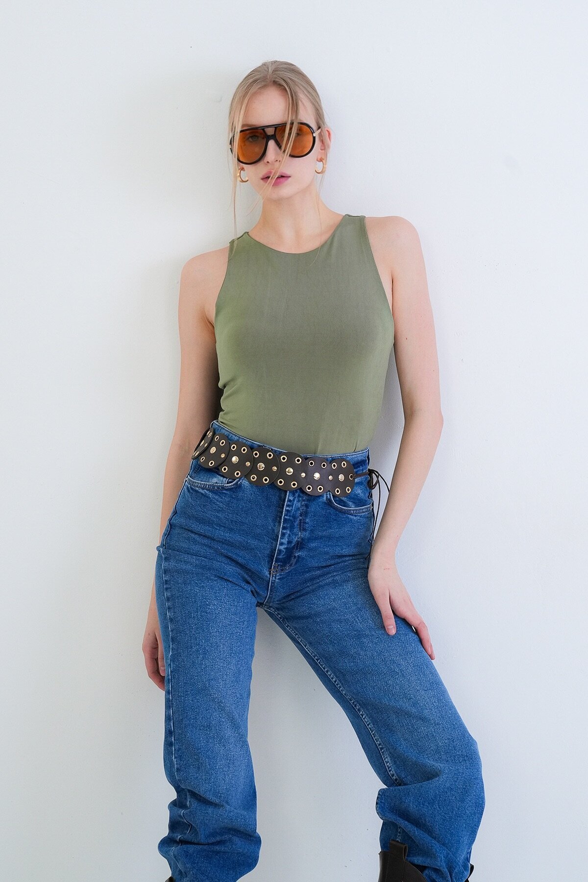 İnce Askılı Sandy Kumaş Bluz