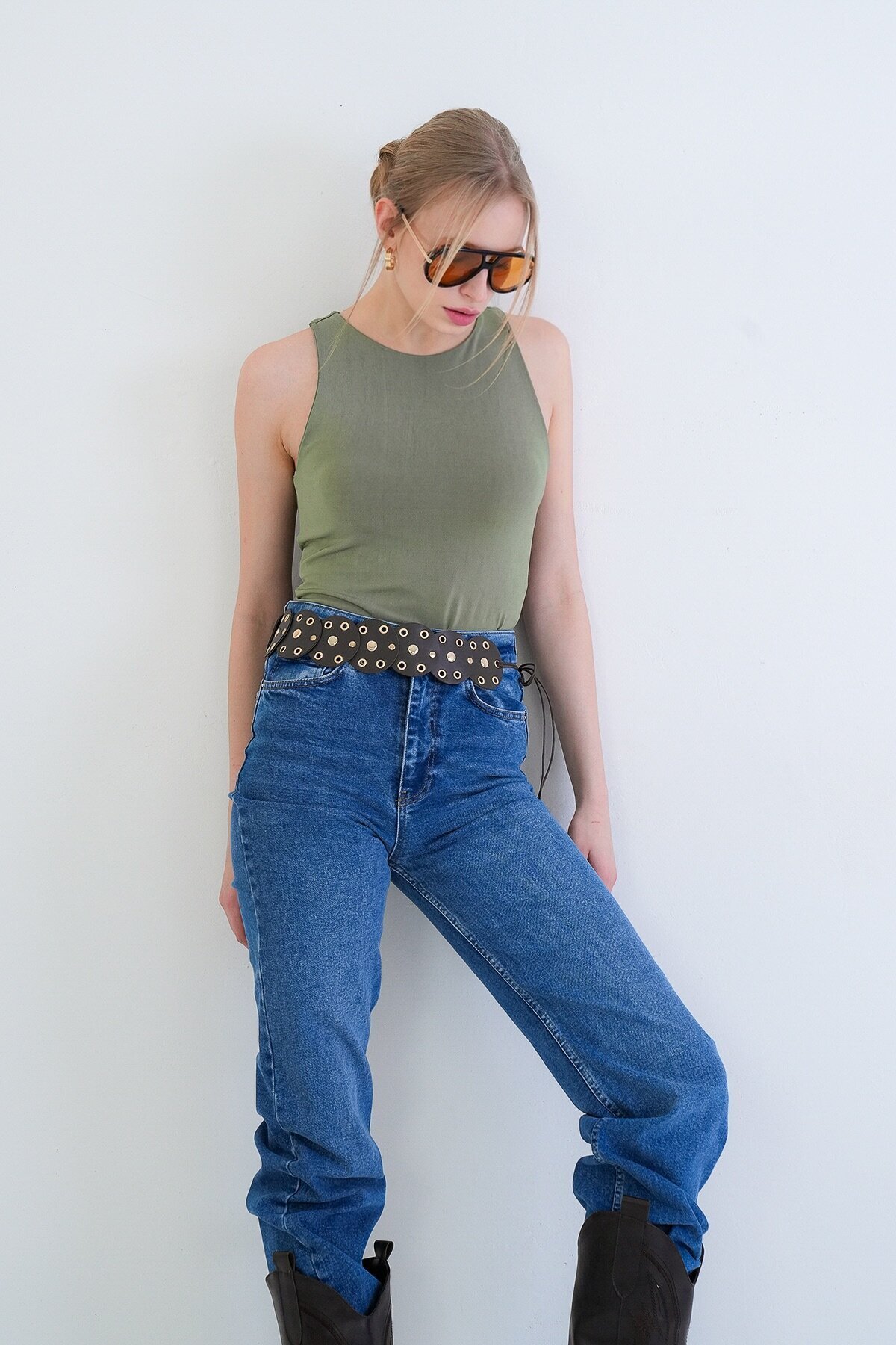 İnce Askılı Sandy Kumaş Bluz