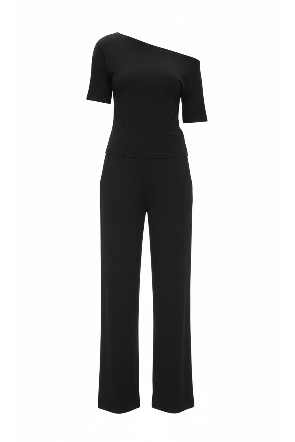 Kayık Yaka Bluz Ve Pantolon Takım