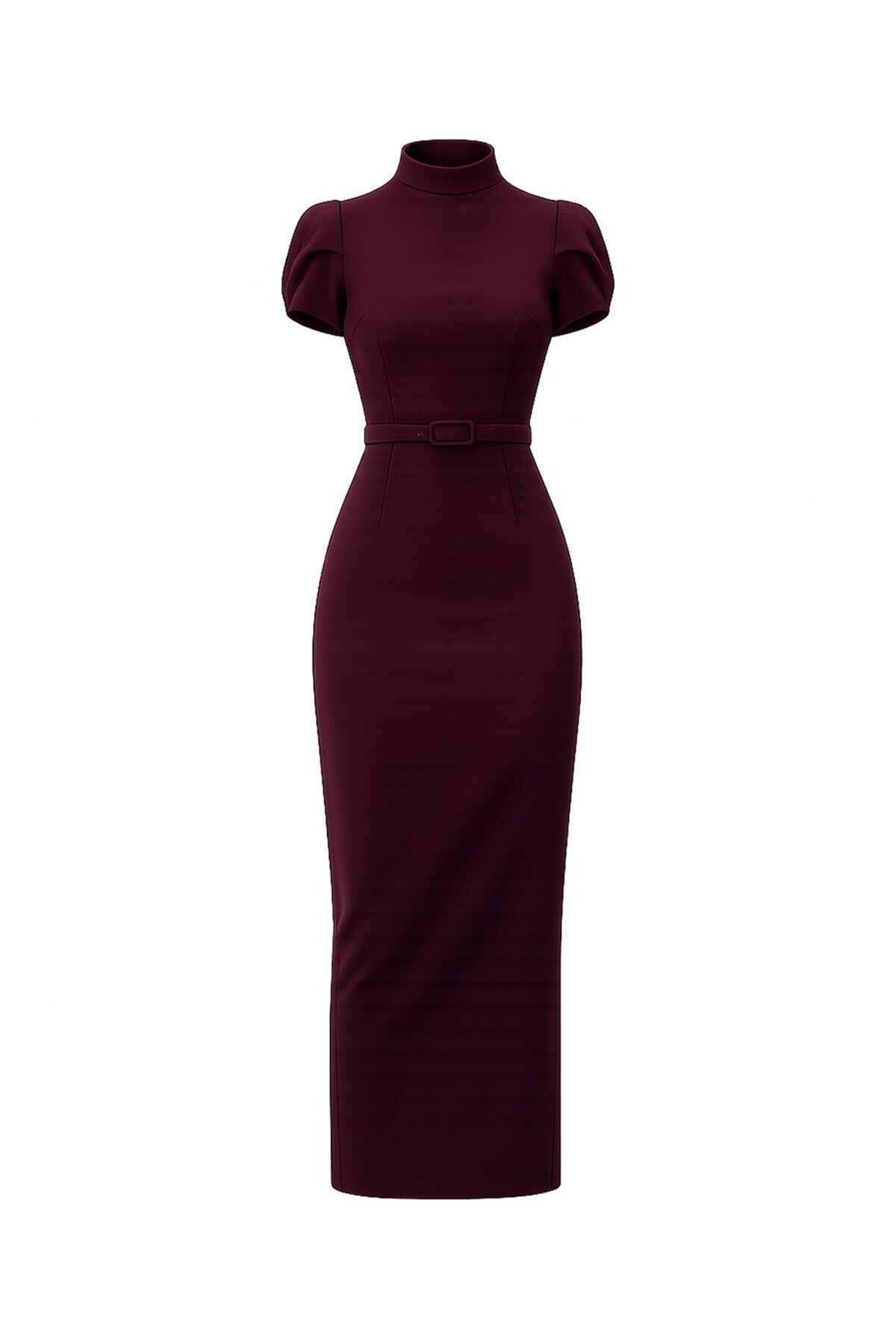 Kemer Detaylı Kalem Midi Elbise