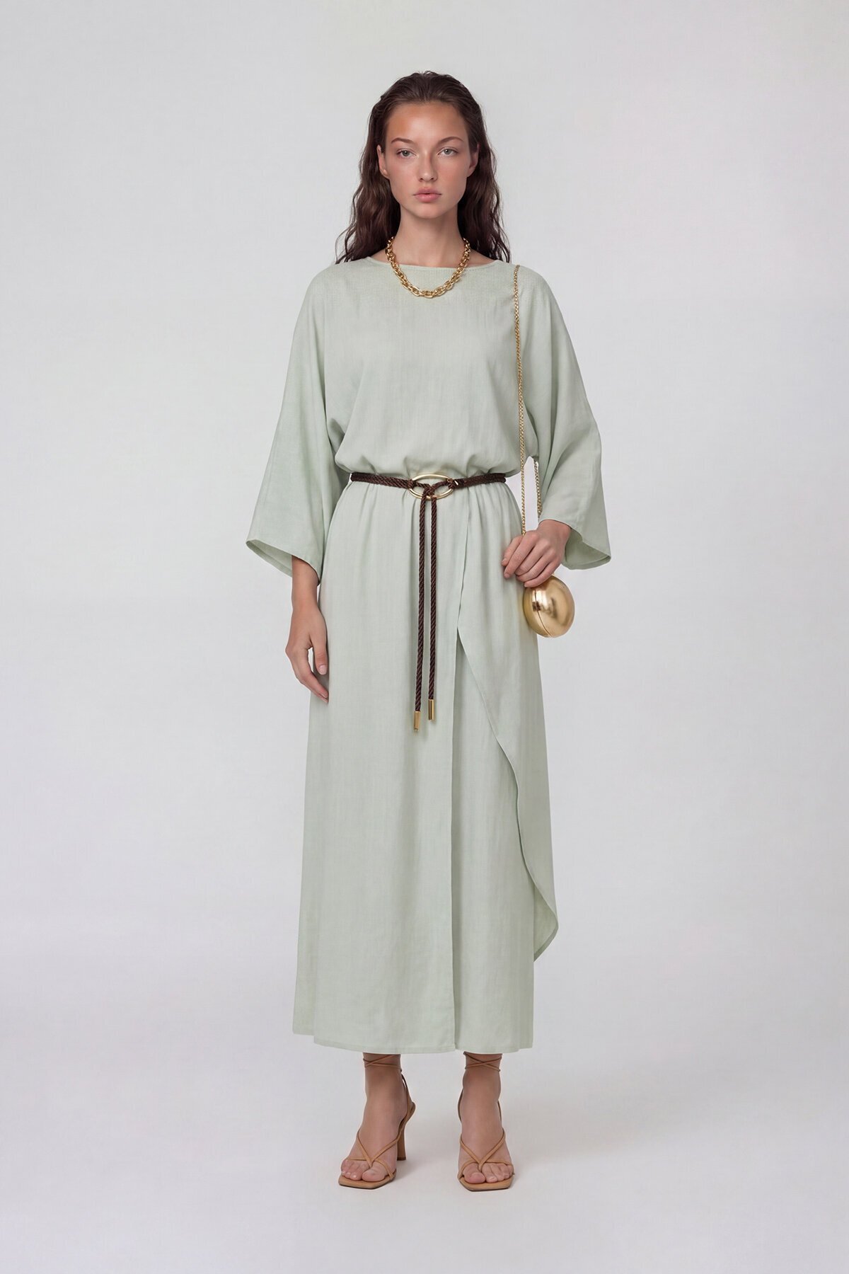 Kemer Detaylı Uzun Kollu Bluz Ve Pantolon Takım