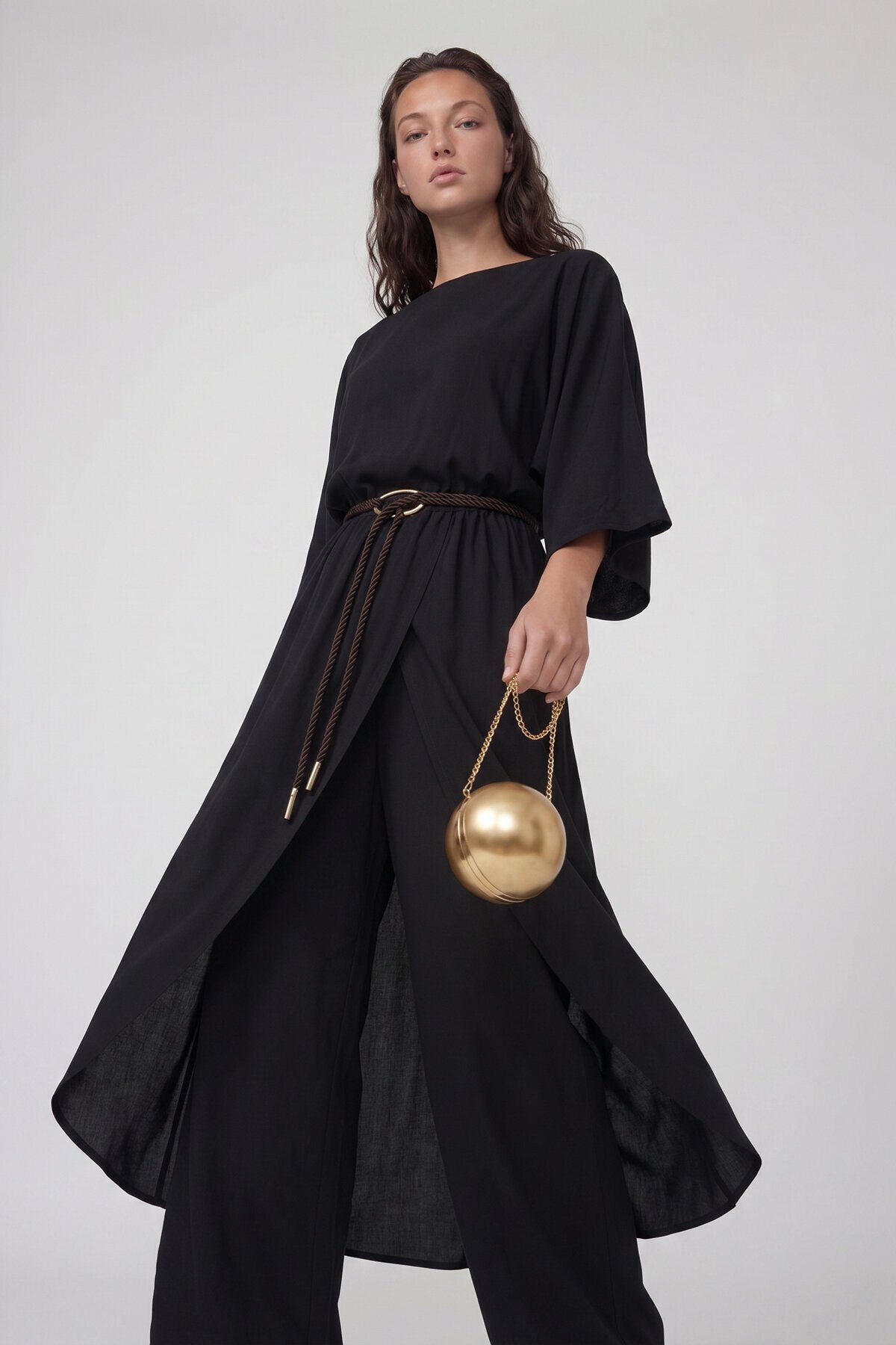 Kemer Detaylı Uzun Kollu Bluz Ve Pantolon Takım