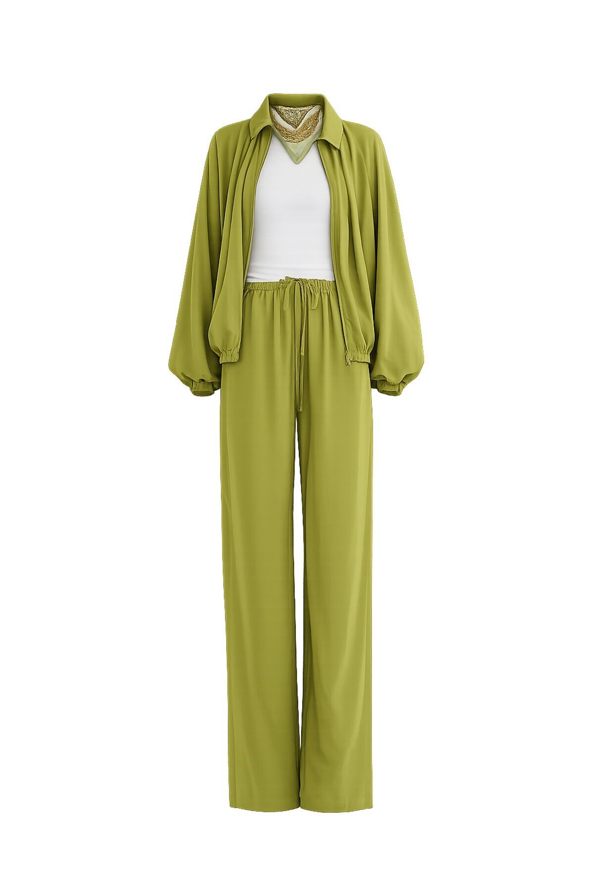 Oversize Hırka Ve Lastikli Pantolon Takım