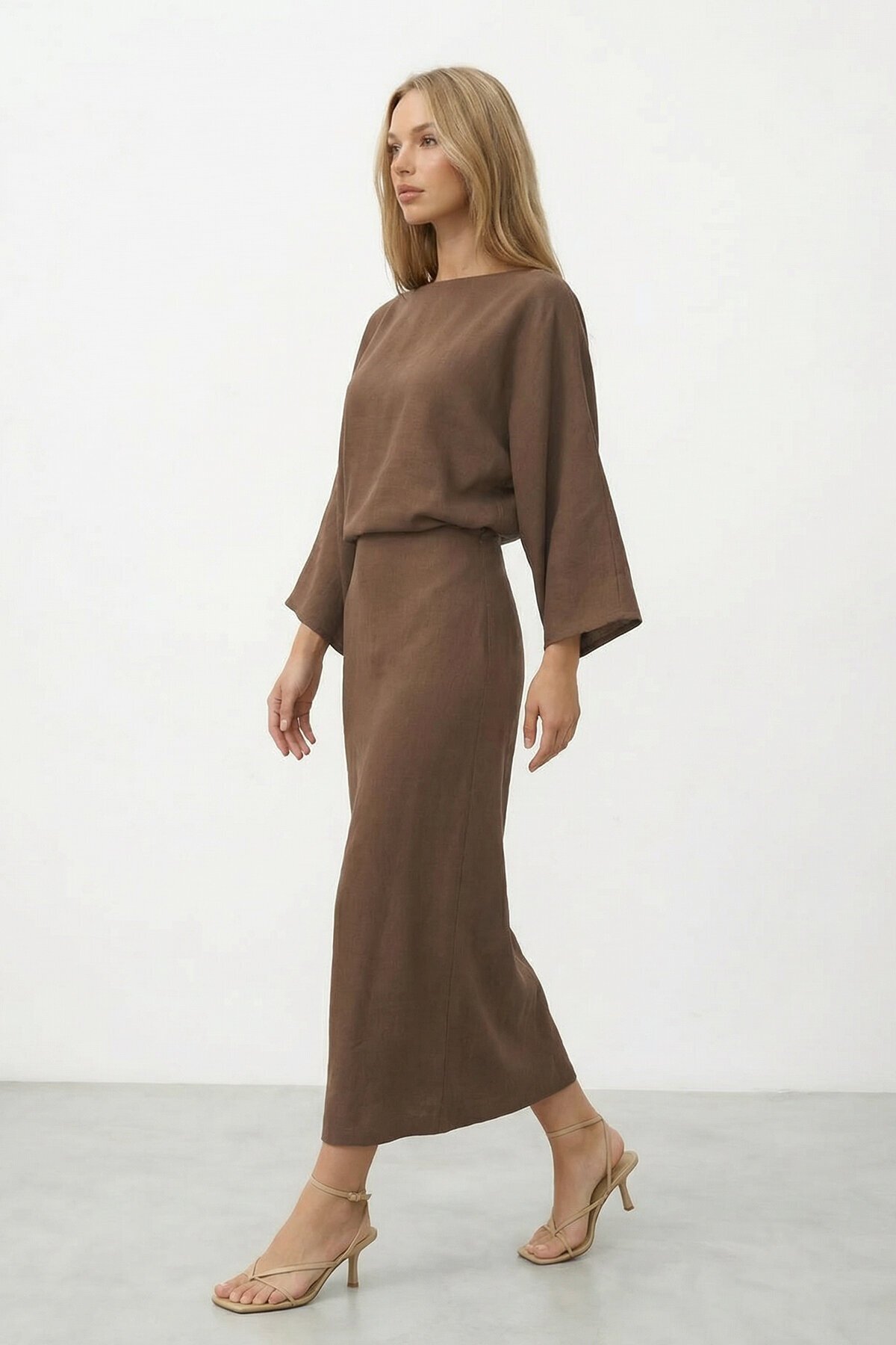 Salaş Kesim Yarasa Kol Uzun Elbise