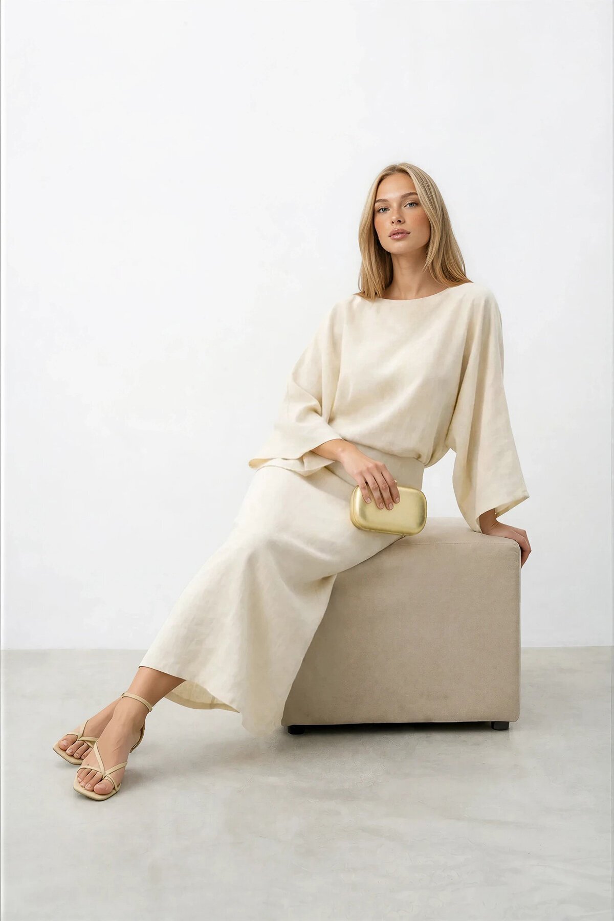 Salaş Kesim Yarasa Kol Uzun Elbise