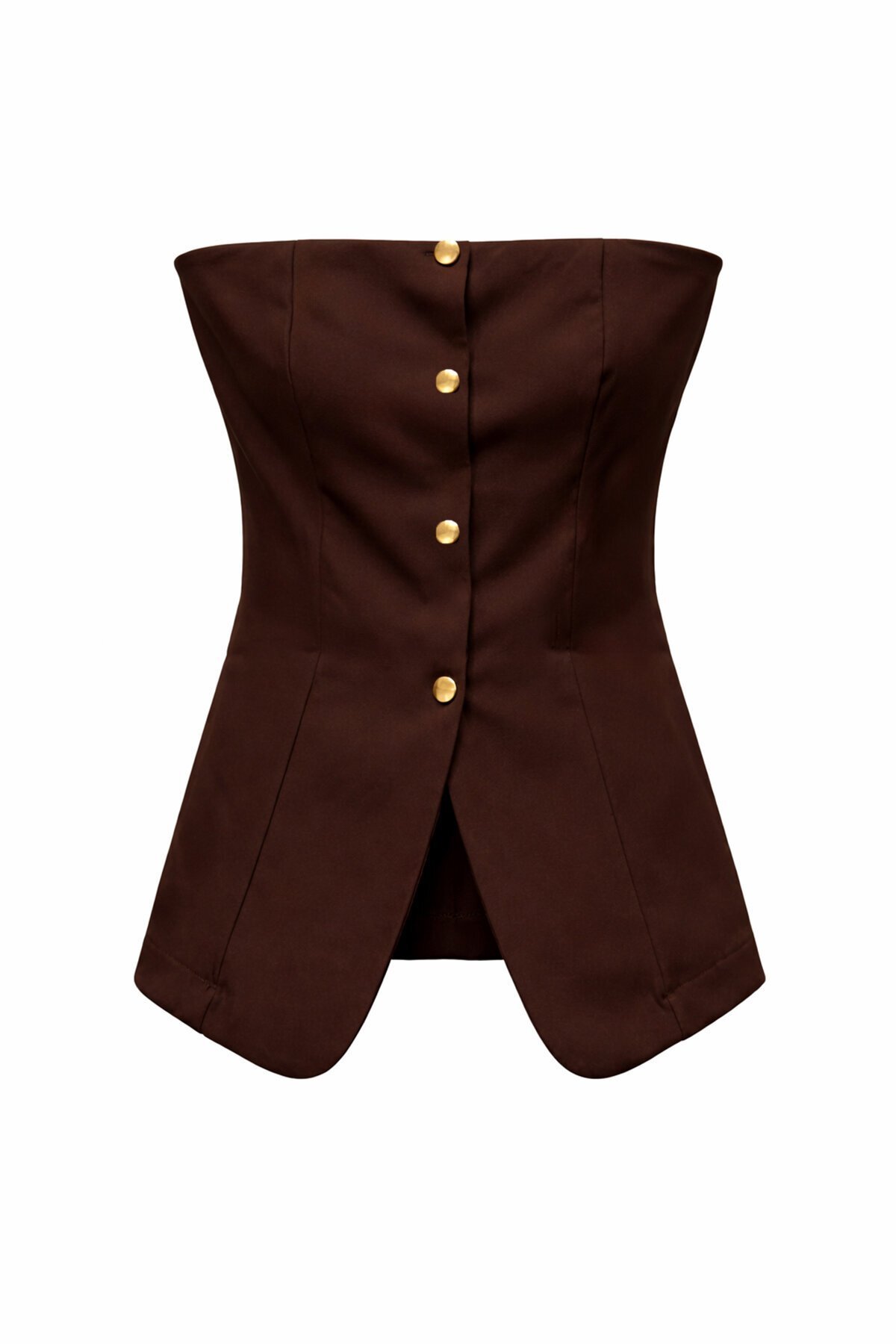 Straplez Düğme Asimetrik Kesim Bluz