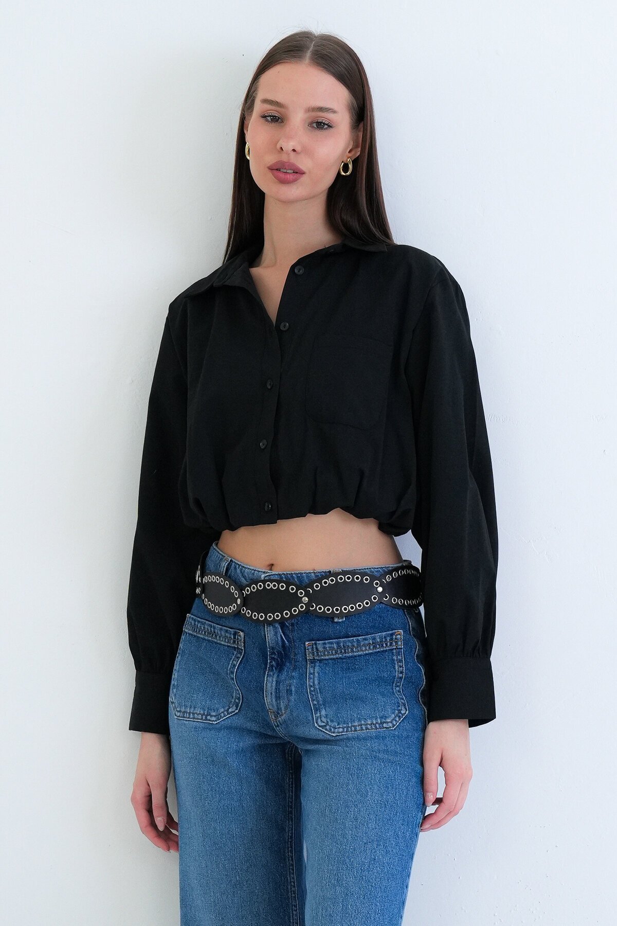 Tek Cepli Crop Gömlek