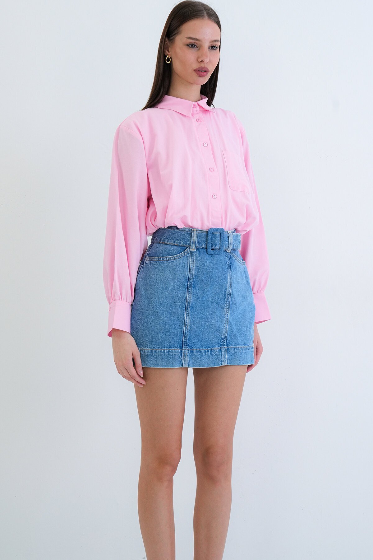 Tek Cepli Crop Gömlek