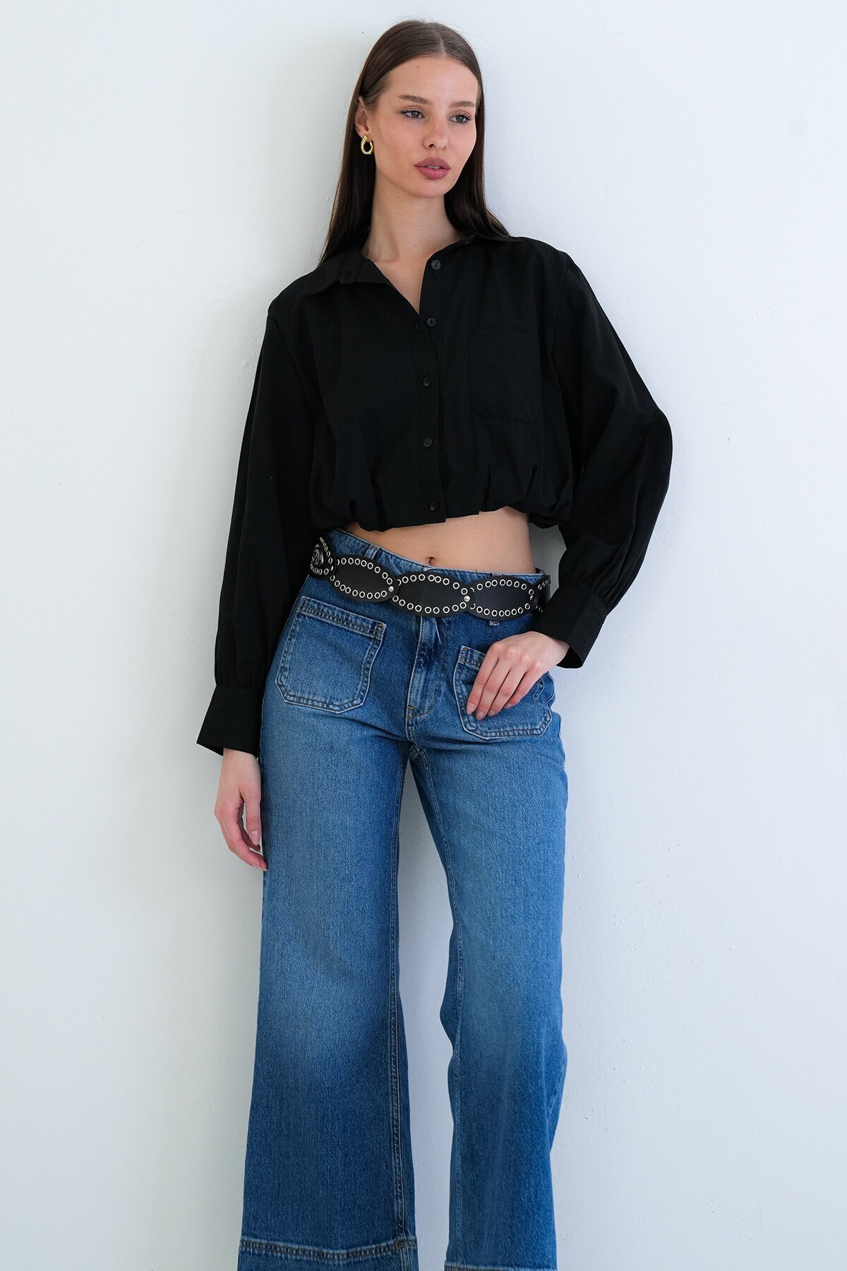 Tek Cepli Crop Gömlek