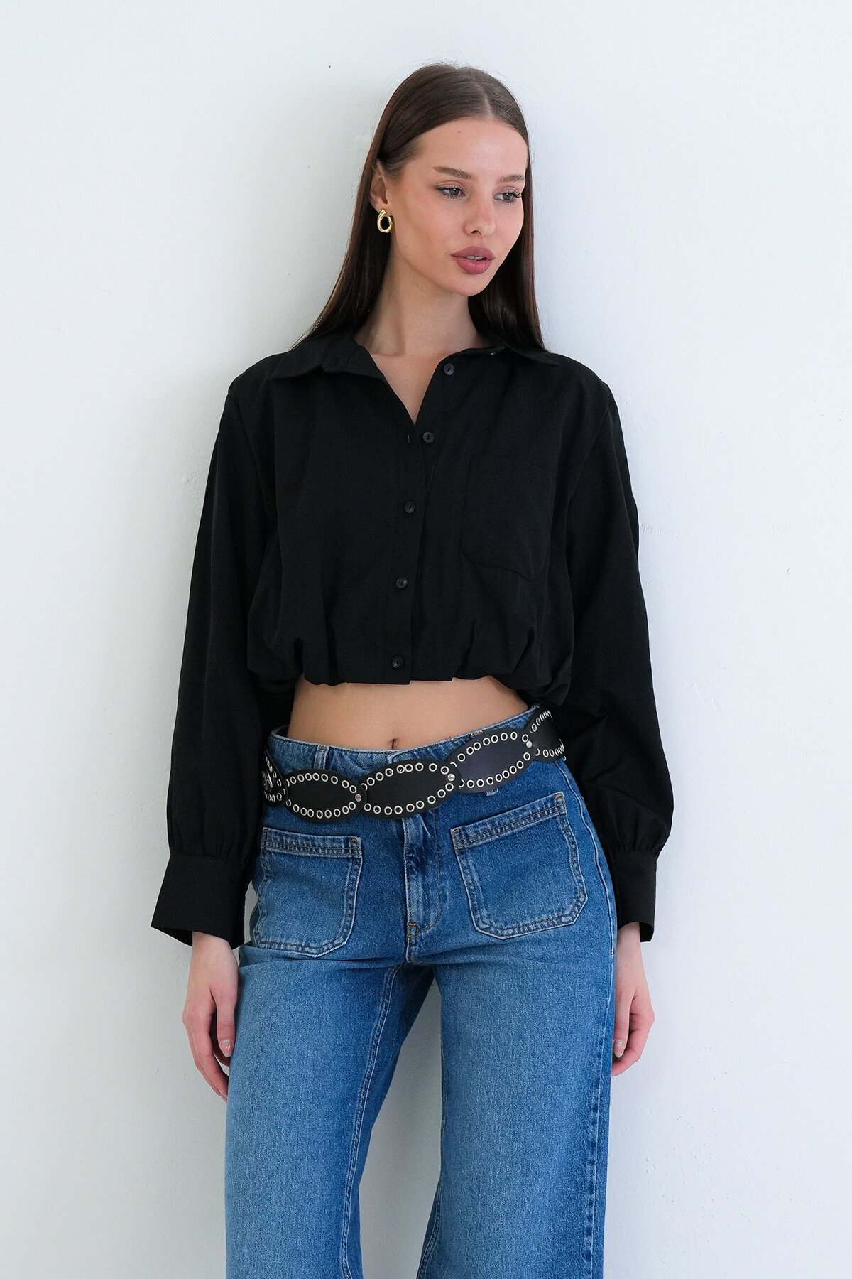 Tek Cepli Crop Gömlek