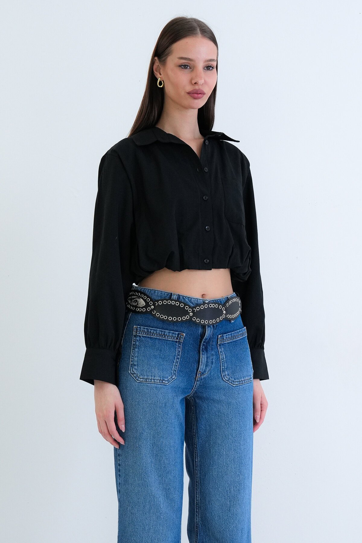 Tek Cepli Crop Gömlek