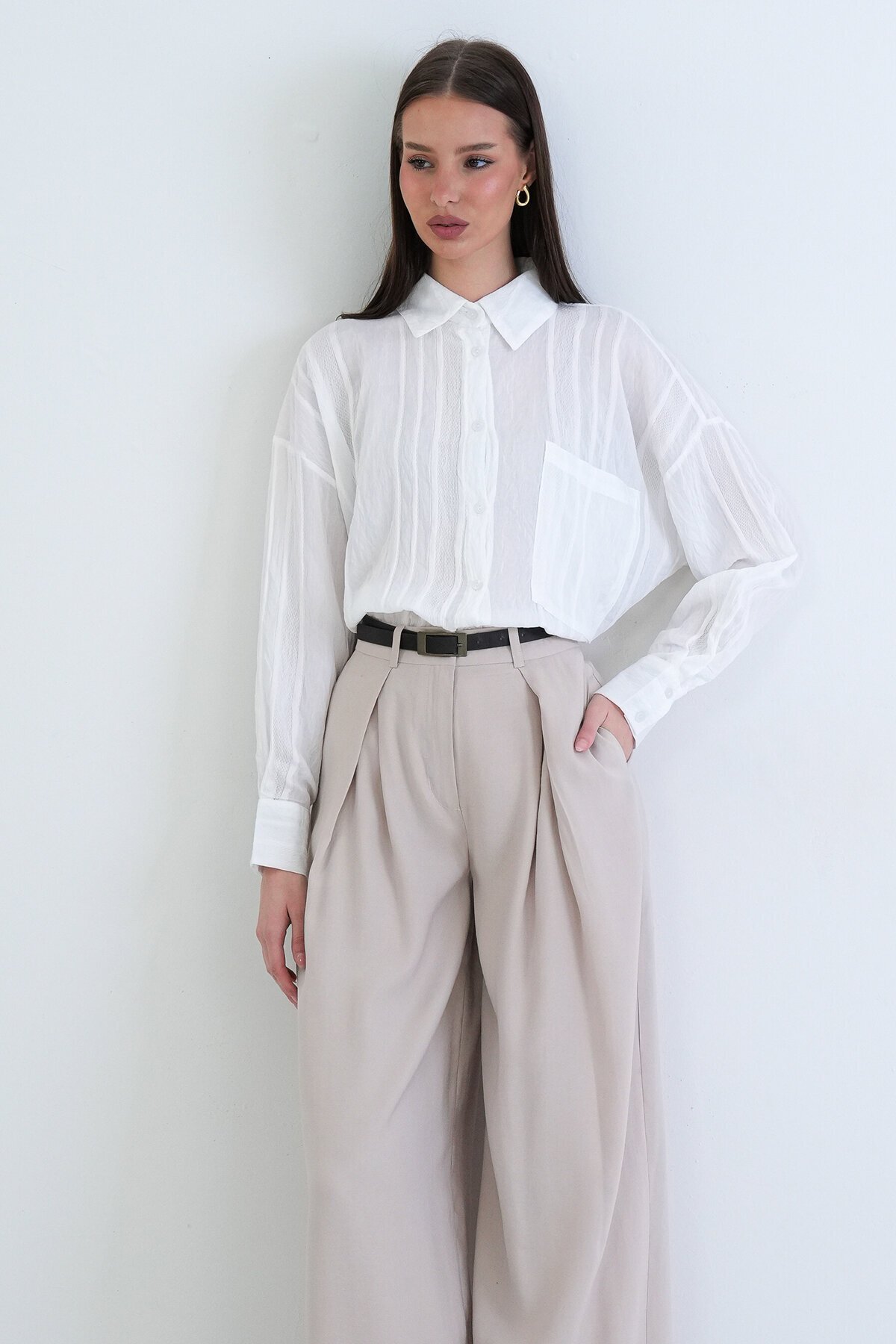 Tek Cepli Transparan Gömlek