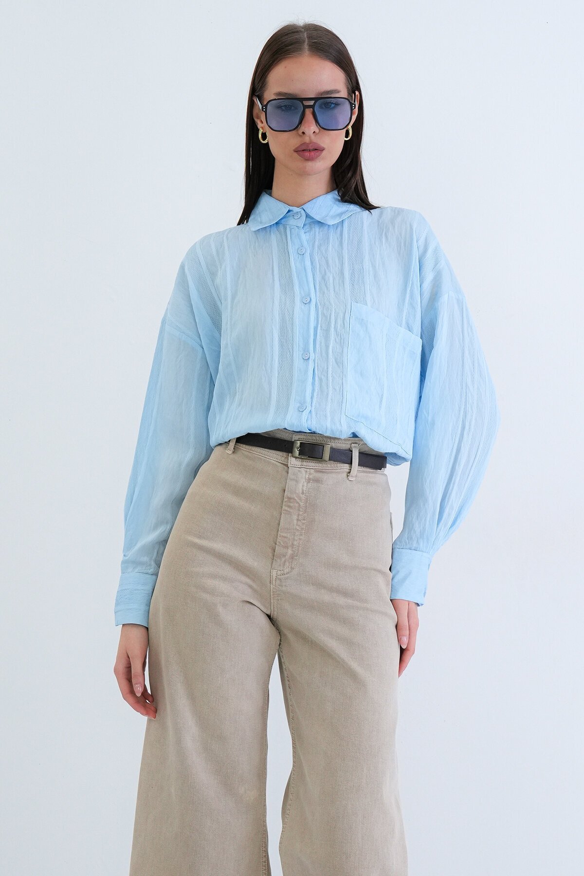 Tek Cepli Transparan Gömlek