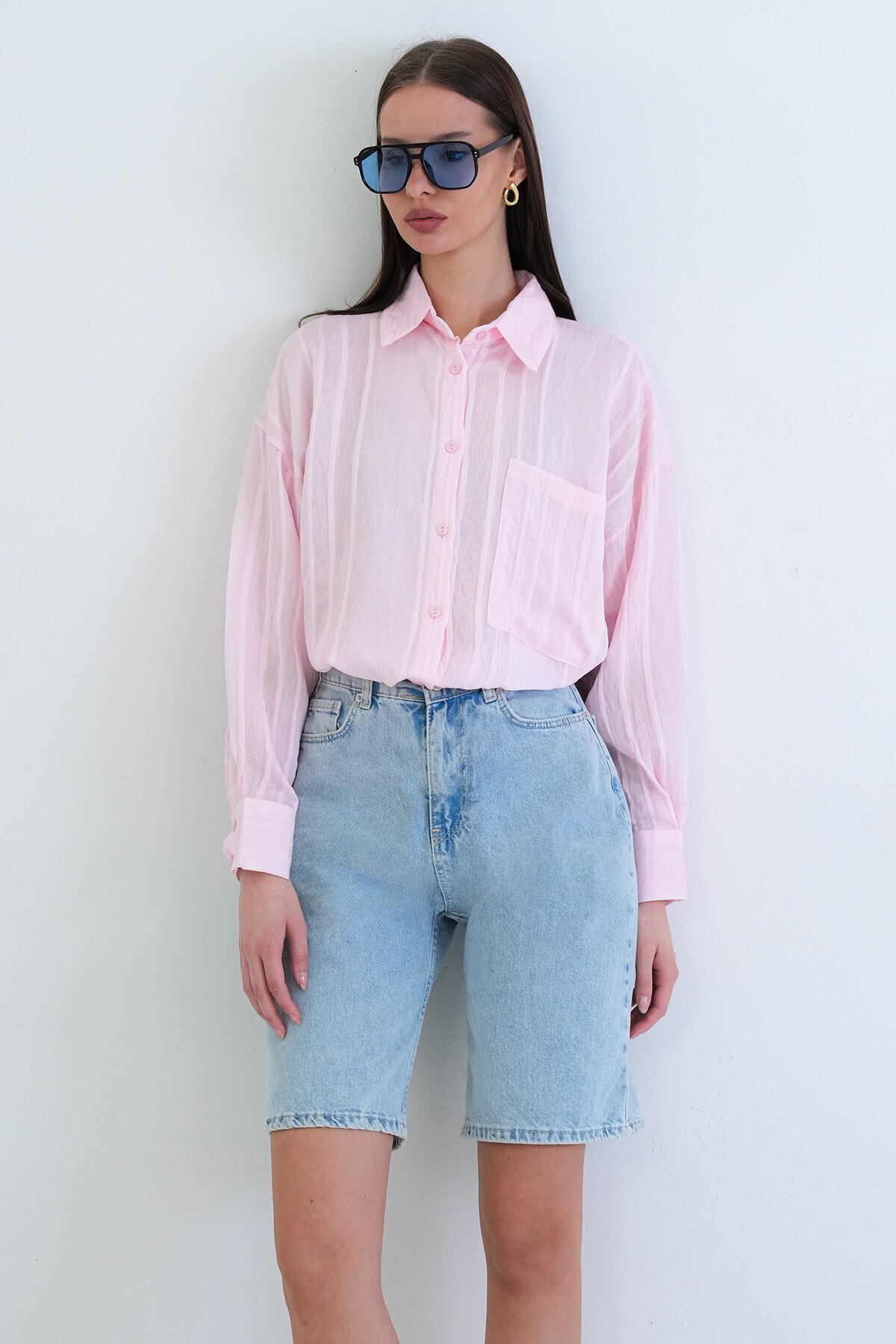 Tek Cepli Transparan Gömlek