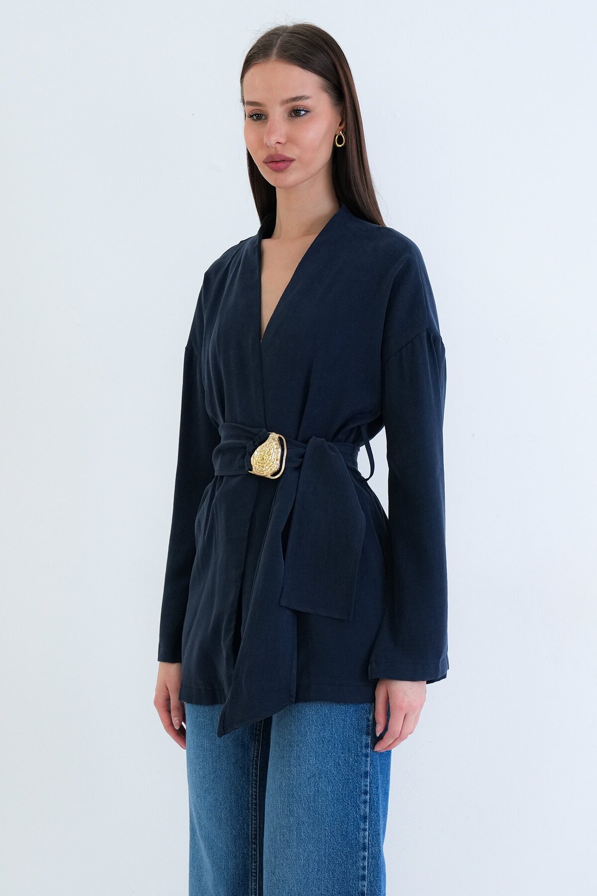 Toka Detaylı Kuşaklı Ceket