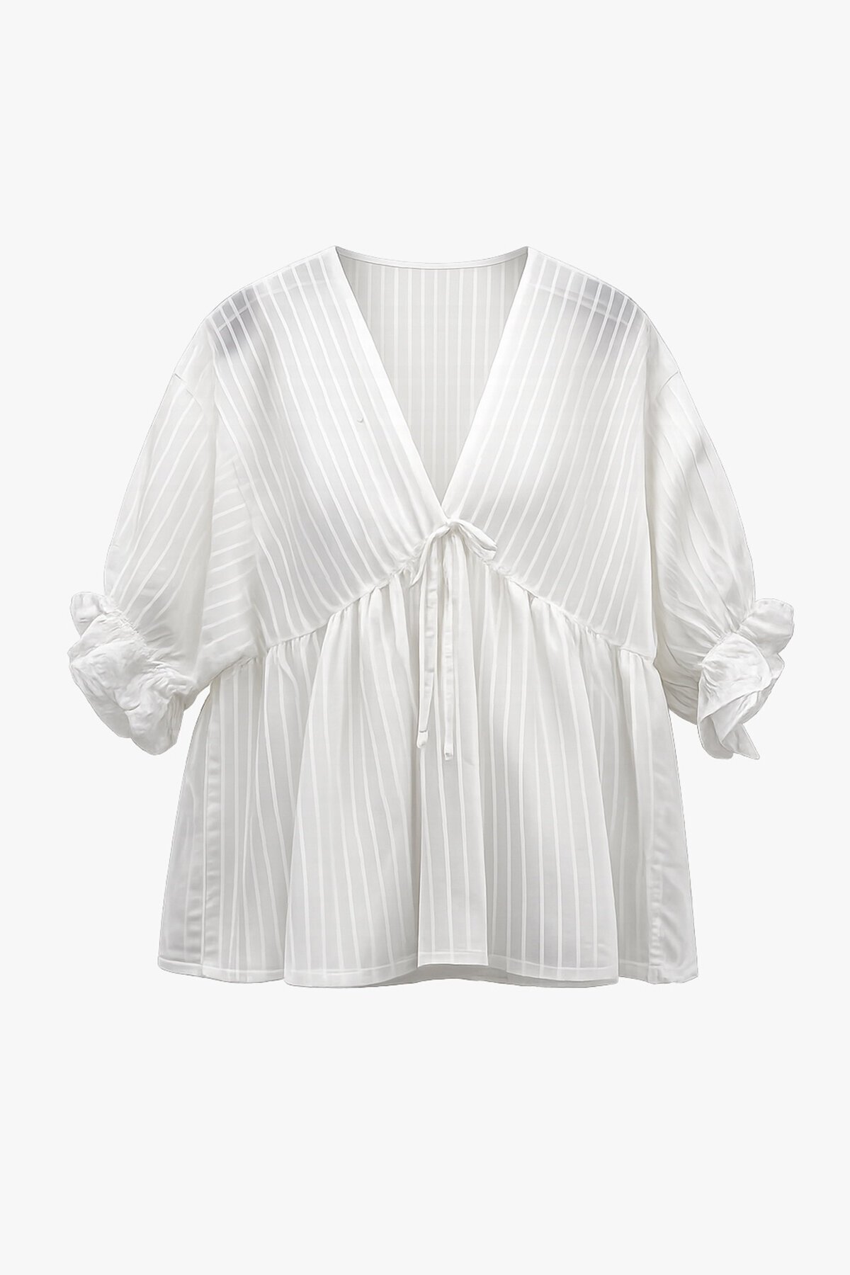 V Yaka Fırfırlı Bluz