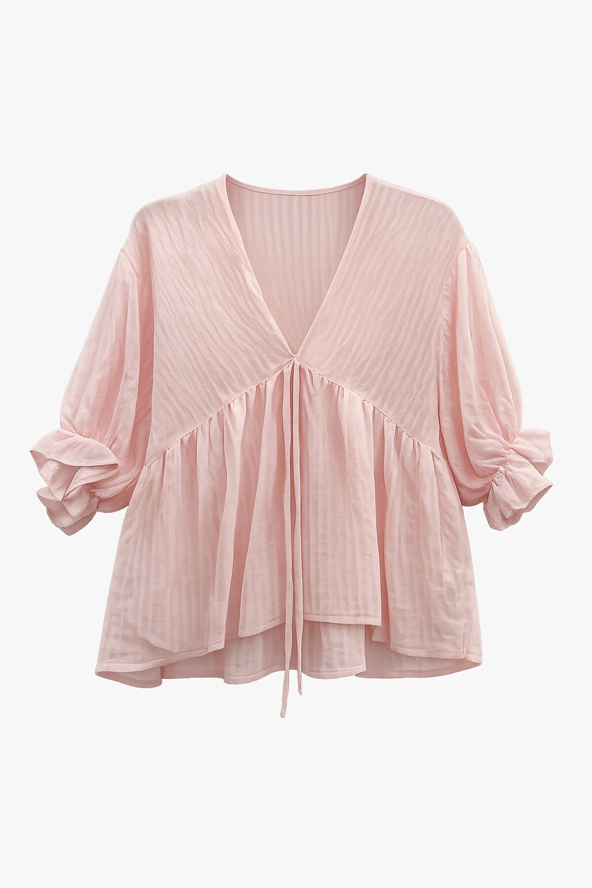 V Yaka Fırfırlı Bluz