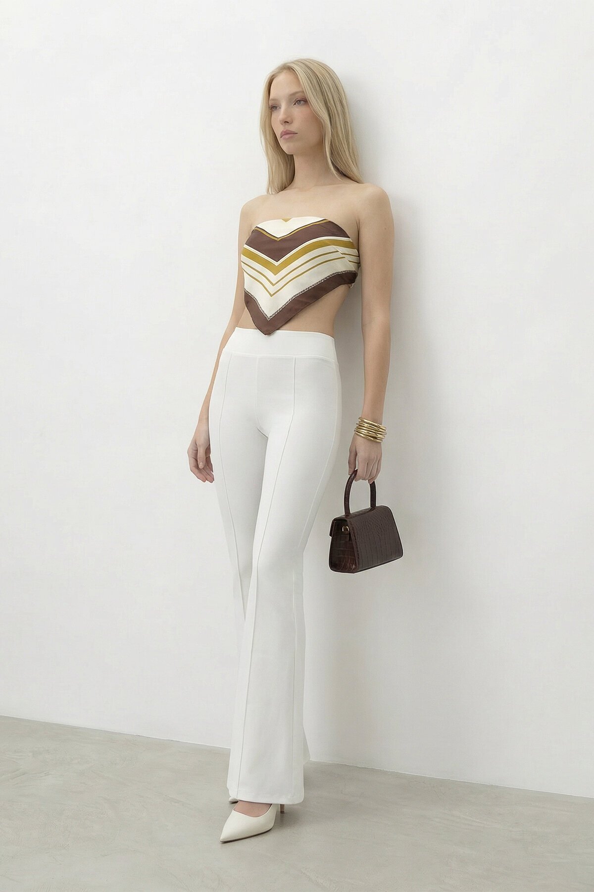 Yüksek Bel İspanyol Paça Pantolon