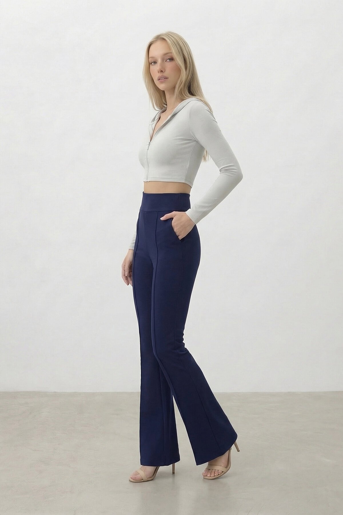 Yüksek Bel İspanyol Paça Pantolon