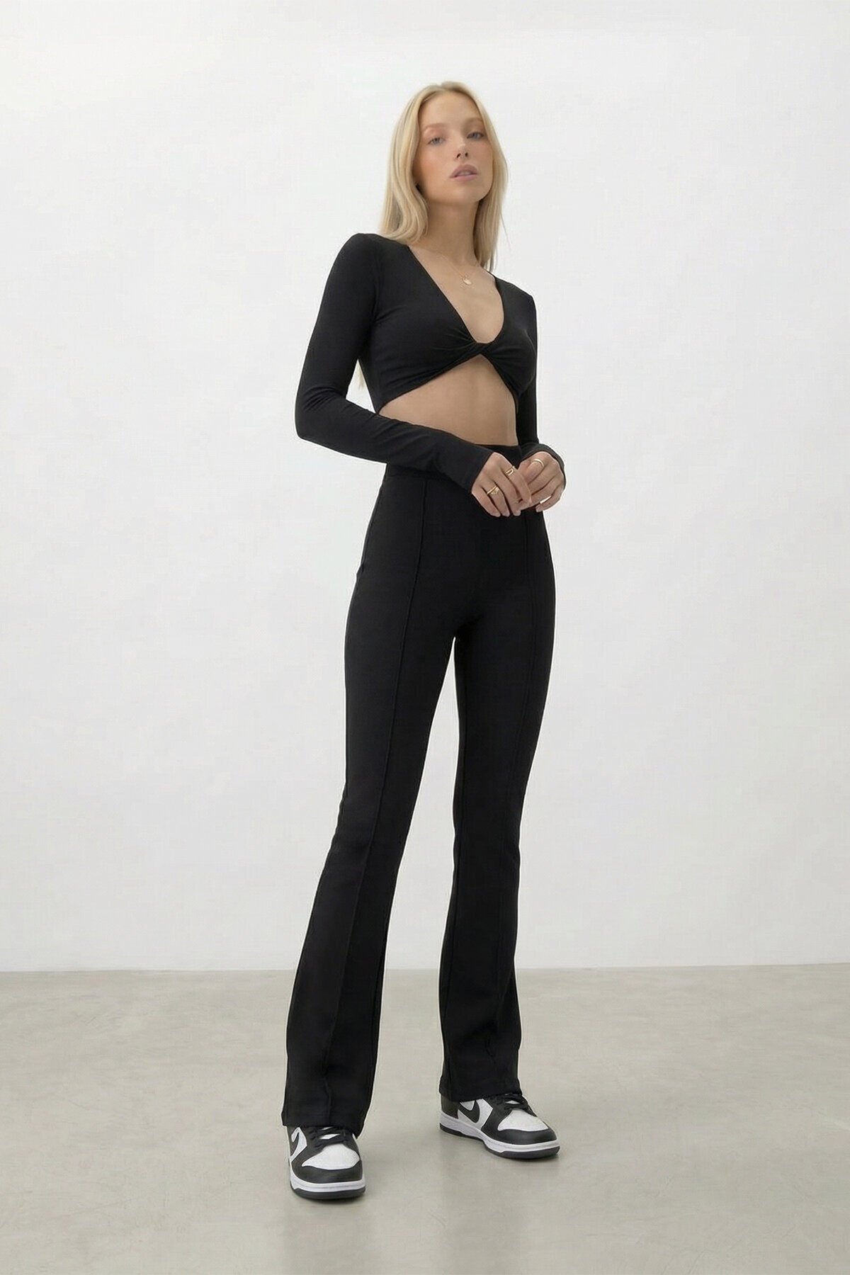 Yüksek Bel İspanyol Paça Pantolon