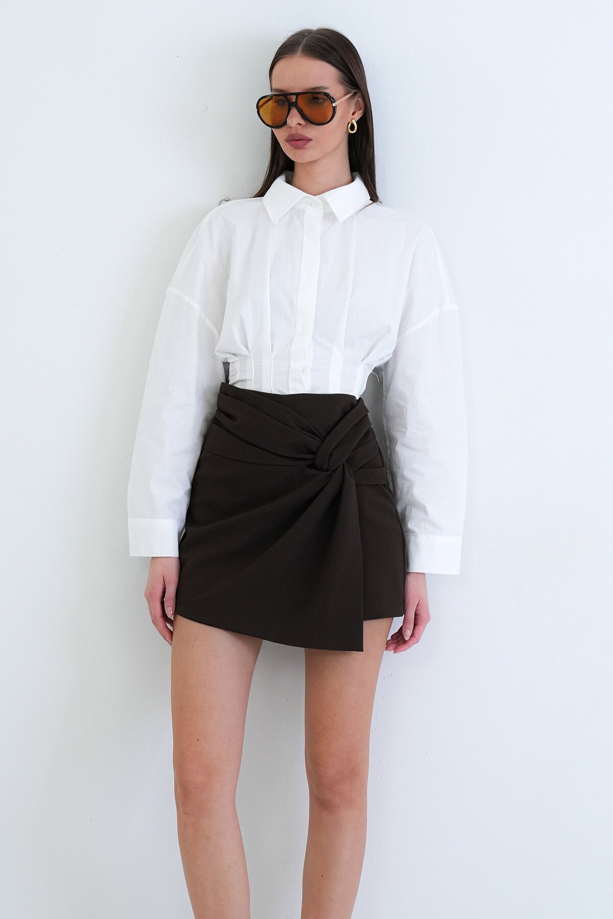 Yüksek Bel Mini Şort Etek