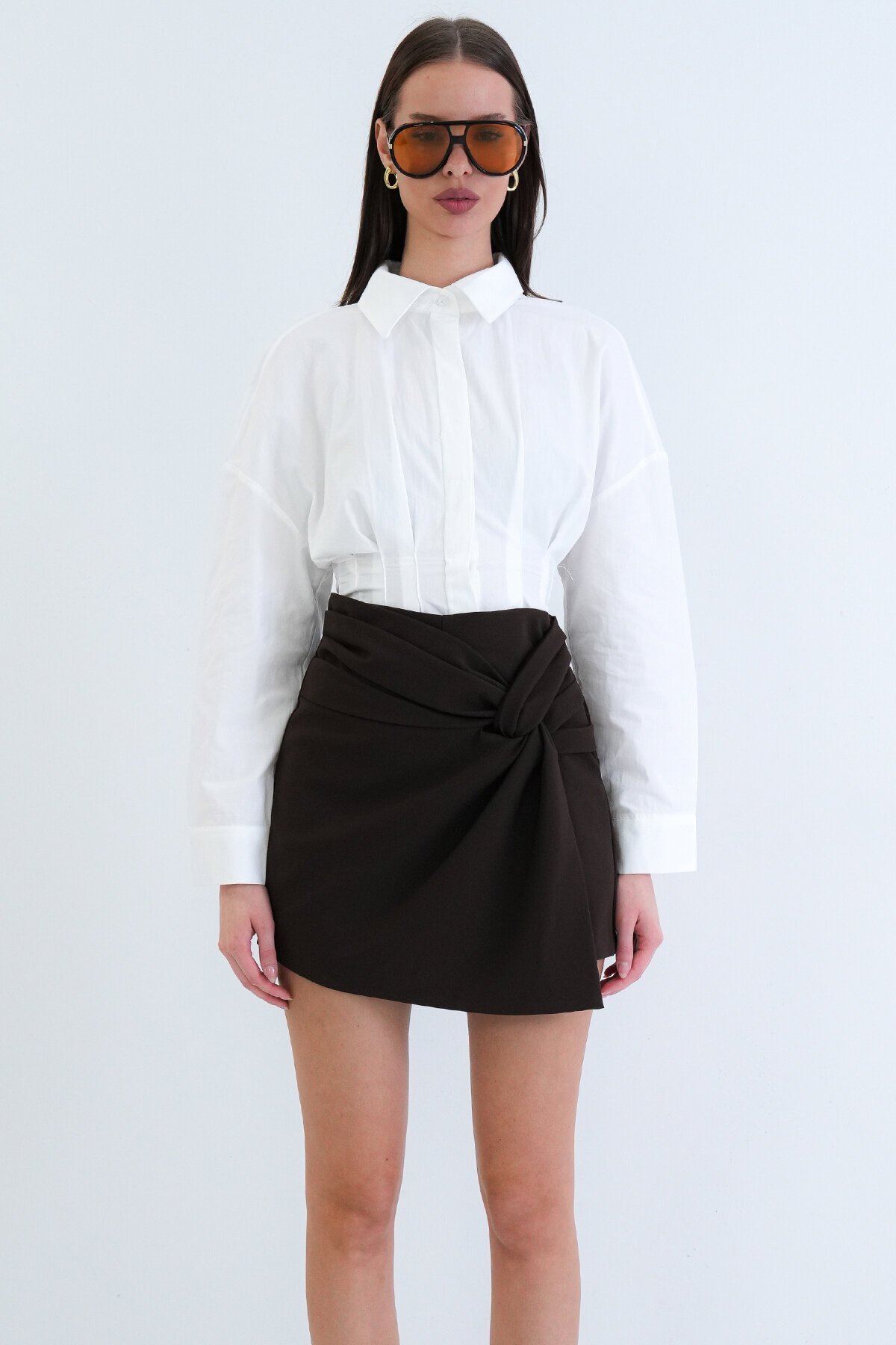 Yüksek Bel Mini Şort Etek