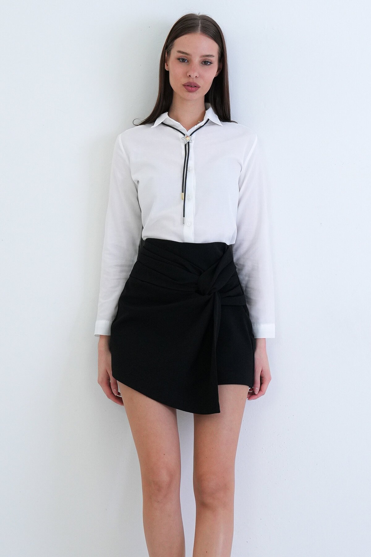 Yüksek Bel Mini Şort Etek