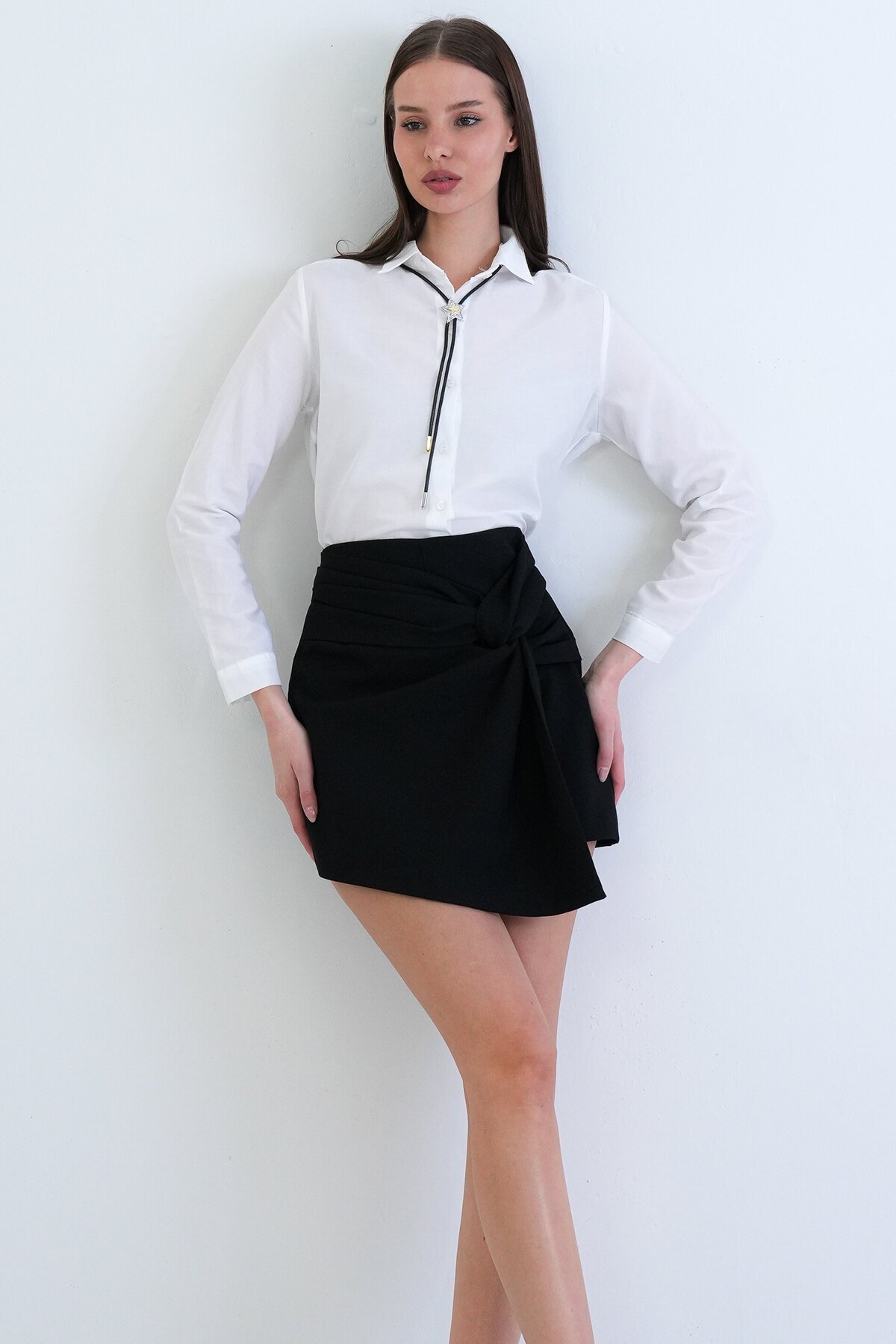 Yüksek Bel Mini Şort Etek