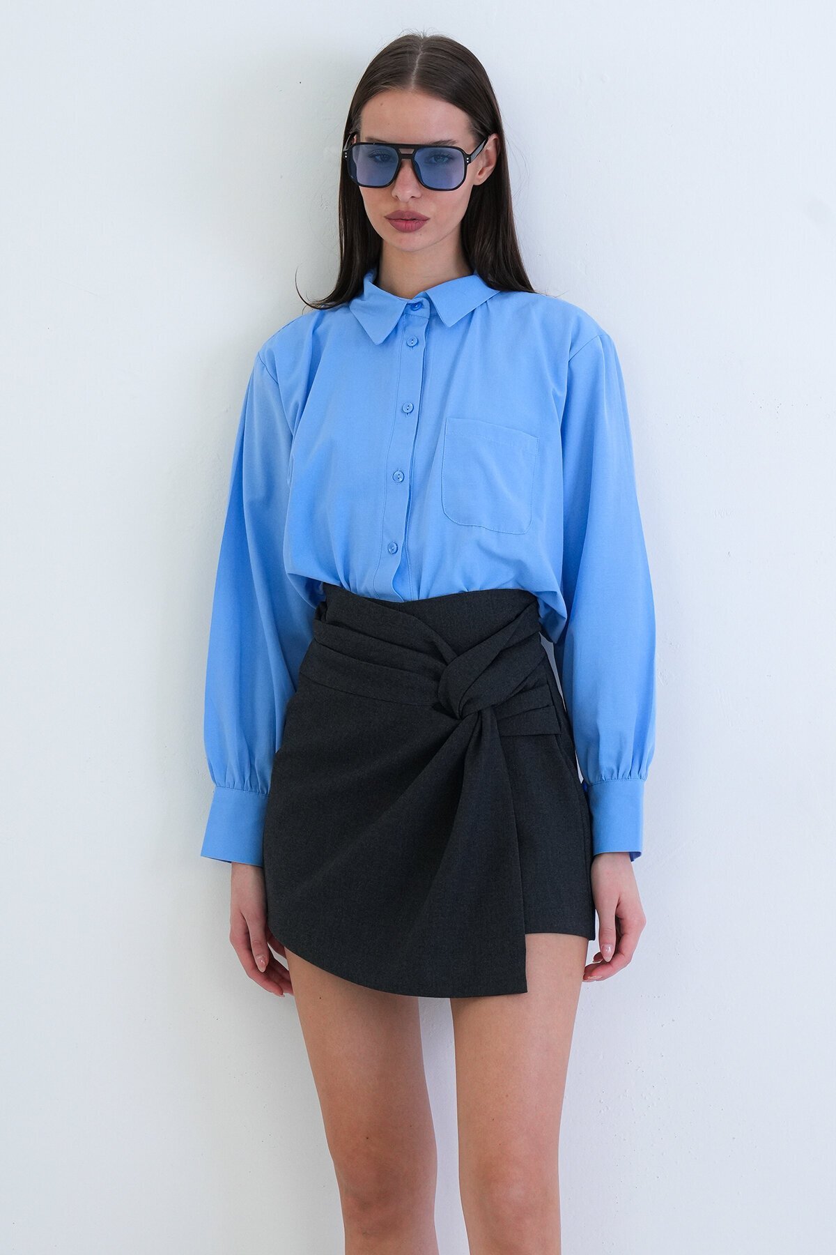 Yüksek Bel Mini Şort Etek