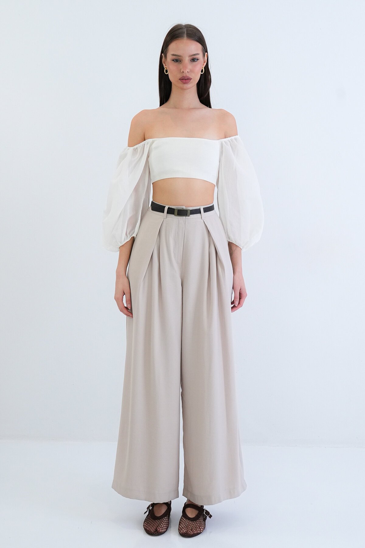 Yüksek Bel Pileli Pantolon