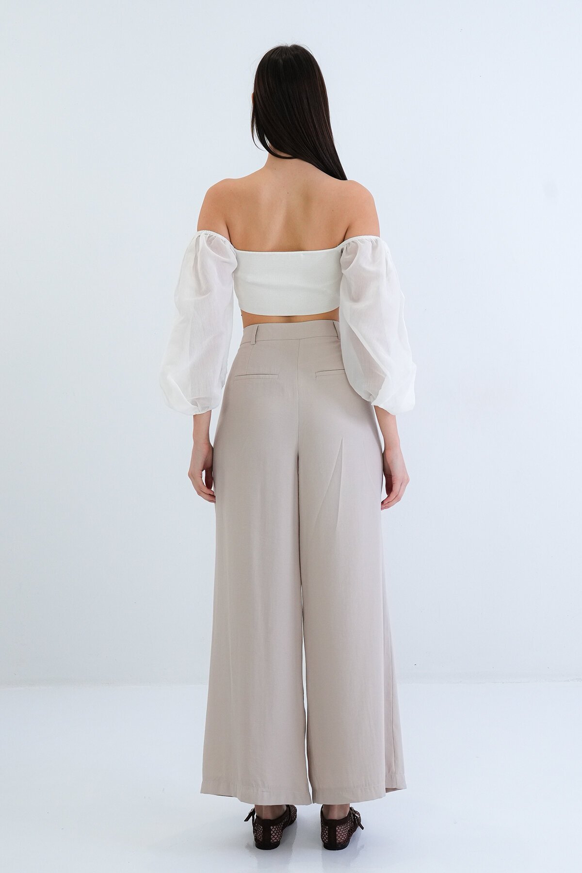 Yüksek Bel Pileli Pantolon