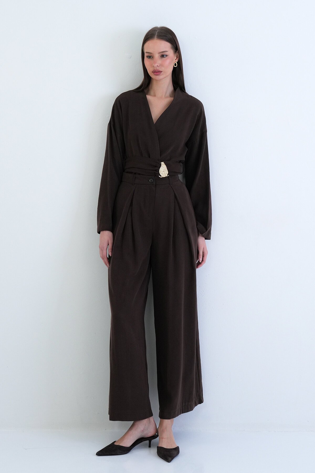 Yüksek Bel Pileli Pantolon