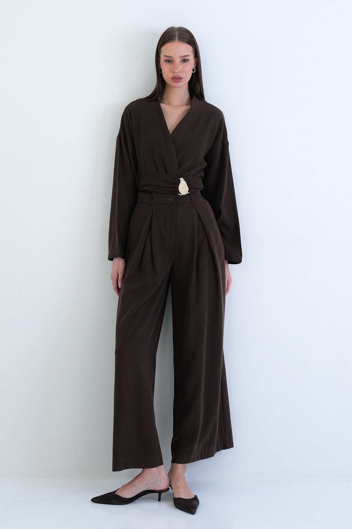 Yüksek Bel Pileli Pantolon